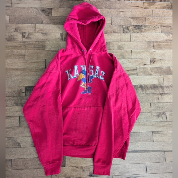 Vintage Kansas Jayhawks Logo Hoodie Red Size Large - Picture 2 of 8